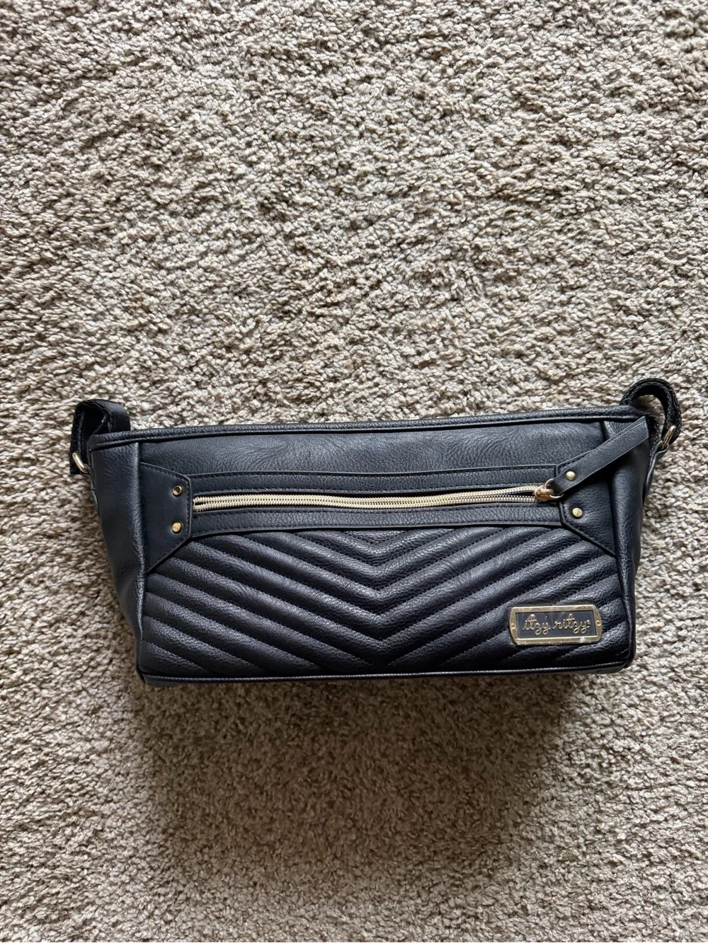 Itzy Ritzy Quilted stroller black Bag with Gold Accents